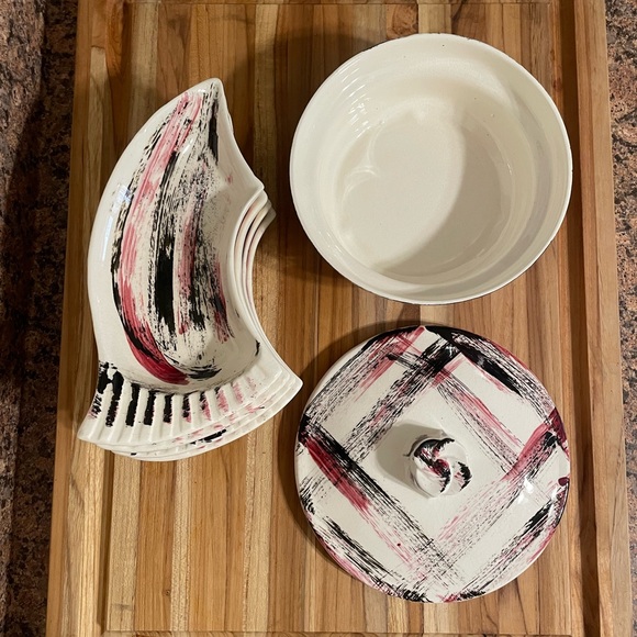 Vintage 1960’s MCM California Pottery #222 Snack Tray Set - Picture 9 of 9